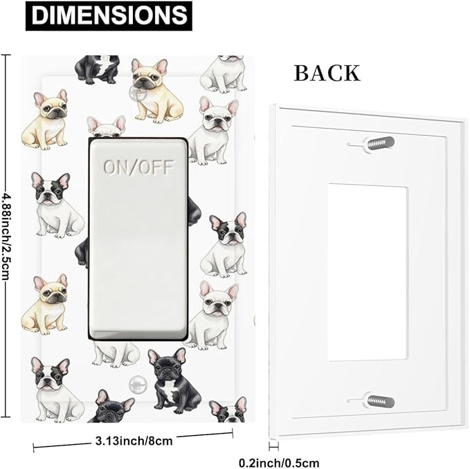 French Bulldog Watercolor Single Rocker Switch Cover - 1-Gang Standard US Size Playful Frenchie Puppy Light Switch Covers, Chic Pattern for Pet Owners Decor