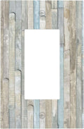 Old Vintage Rustic Teal Aqua Blue White Turquoise Wooden Weathered Wood Plank 1 Gang Electrical Single Decorator/GFCI Device Wall Plate Decorative Faceplate Rocker Light Switch Outlet Cover Dimmer