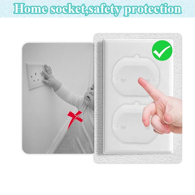 Fielect Outlet Plugs Covers Childproof EU Plug Protectors Electric Socket Cover Electrical Protector 2-Hole White 10Pcs