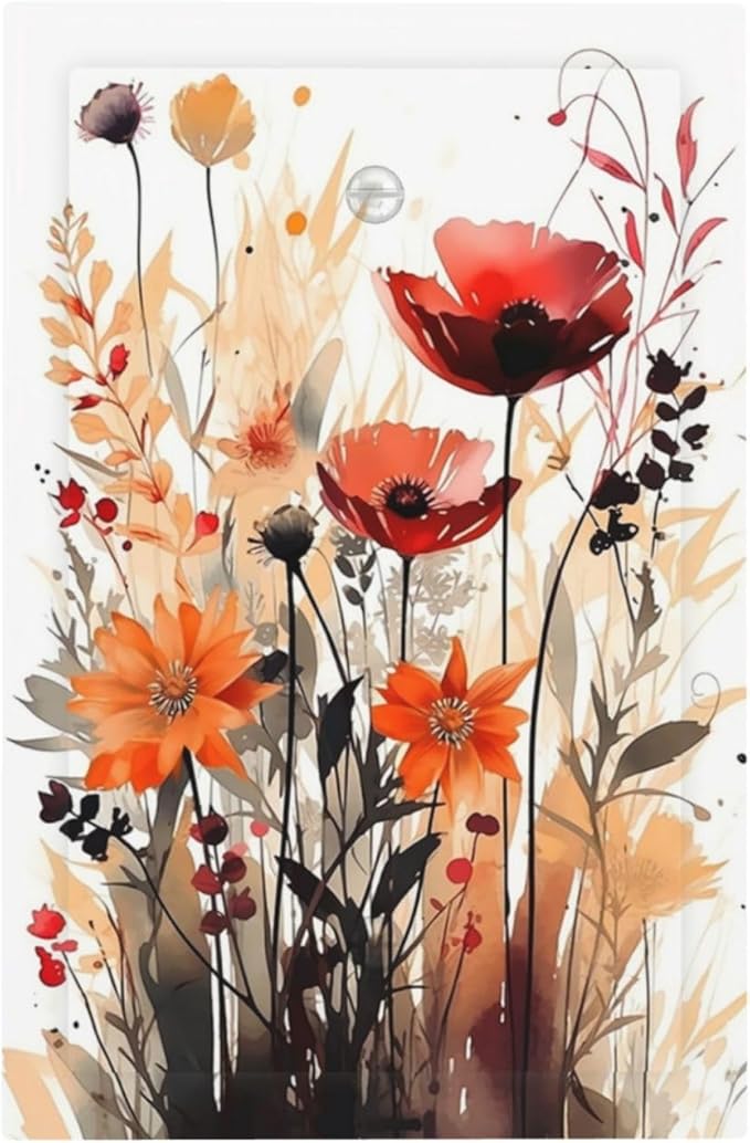 Light Switch Cover Plate Country Watercolor Flowers Art Wildflower 1 Gang No Device Blank Electrical Wall Plates Faceplate Decorative Switch Plate for Bedroom Cabin Decor
