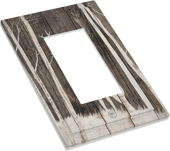 Vintage Wood Forest Deer Wildlife Animal Silhouette Decorative Outlet Covers 1 Gang Single Rocker Light Switch Cover Plate Wall Plates GFCI Faceplate for Farmhouse Home Decor