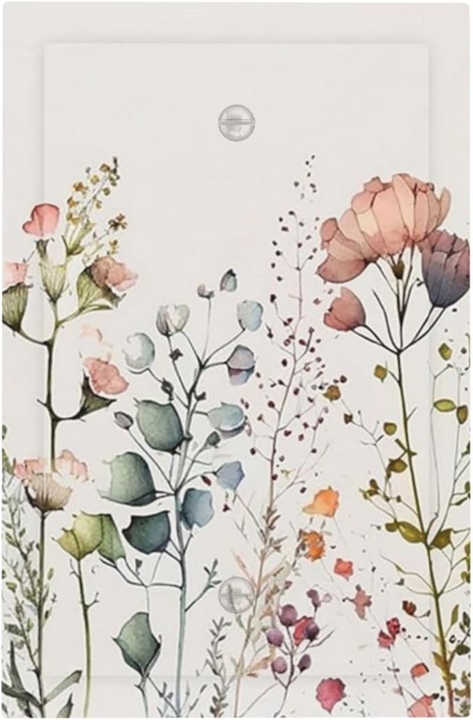 Country Beige/Blue/Aqua/Pink Flower Watercolor Floral Blossom 1-Gang Blank Wallplate Colorful Blossom Pretty Wildflower Electric Unused Device Receptacle Outlet Covers Decorative Light Switch Cover