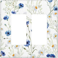 Decorative Outlet Covers Watercolor Daisy Blue Floral Vintage Plant 2 Gang Double Rocker Light Switch Cover Decorative Switch plates Electrical Wallplate GFCI Receptacle for Bedroom Home Decor