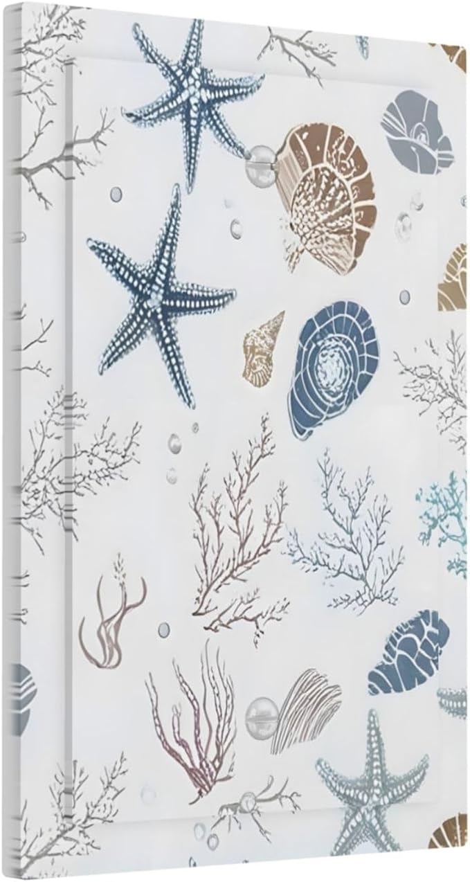 Ocean Starfish Seashells Nautical Coastal Sea Coral Light Switch Cover Plate 1 Gang No Device Blank Electrical Wall Plates Faceplate Decorative Switch Plate for Kids Room Nursery Decor