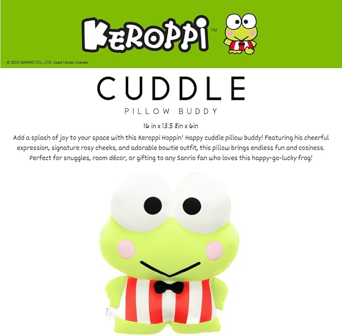 Keroppi Bedding Super Soft Cozy Decorative Cuddle Pillow, (Officially Licensed Product) By Franco Collectibles