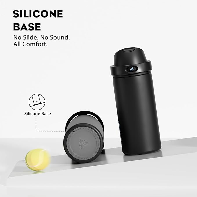 POWCAN 18 oz Insulated Water Bottle: 2-in-1 Push-Button Spout & Quick-Flip Straw, Leakproof, Cold 24Hrs, Fits Car Cup Holder, Stainless Steel Water Bottle for Sports, Travel, School (Very Black)