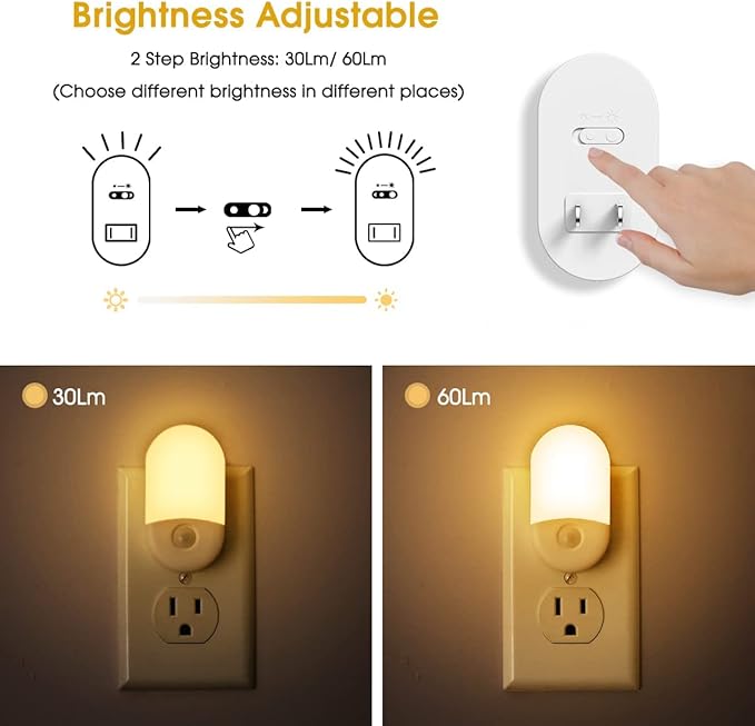L LOHAS LED Night Lights Plug into Wall, [4 Pack] LED Night Light with Light Sensors, 30/60LM Nightlights for Kids Room, Soft White 3000K, 0.6W Automatic Plug in Wall Light for Bedroom, Hallway