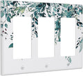 Decorative Outlet Covers Green Eucalyptus Boho Olive Leaves Country 3 Gang Wall Plate Cover Triple Rocker Decora Light Switch Covers Plate Jumbo Electrical GFCI Switch Plate Cover