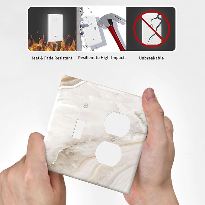 Wallplates Beige Marble Pattern 1 Toggle 1 Duplex Switch Plate Electrical GFCI Faceplate Decorative Light Switch Covers for living Room Bedroom Decor