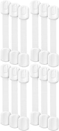 Bates- Child Safety Strap Locks, 12 Pack, White Baby Cabinet Locks, Toilet Locks Baby Proof, Child Proof Drawer Locks, Cabinet Baby Locks for Cabinets, Child Proof Cabinet Locks, Drawer Child Locks