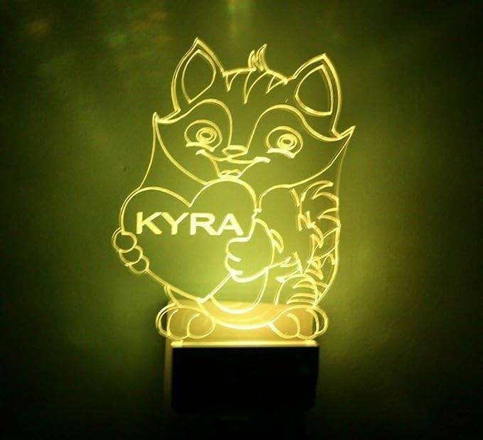 MIRROR MANIA Night Light Multi Color Personalized LED Plug-in, Ultra-Slim Touch Night Light Smart Dusk to Dawn Sensor, Kids Children's Bedroom Kitchen Bathroom Hallway Play Room Variations (Cat)