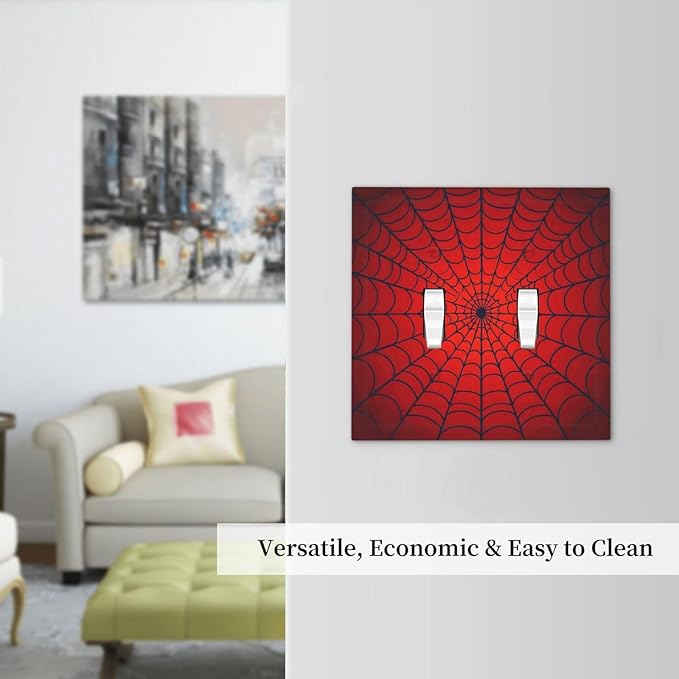 Red Spider Web Black Line Simplicity Decorative Switch Plates 2 Gang Double Toggle Outlet Light Switch Cover Wall Plate Electrical Faceplate For Kids Room Home Decor
