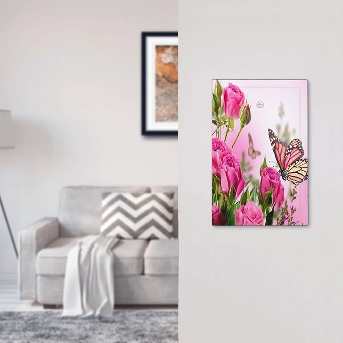 Pink Rose Light Switch Cover No Device Wall Plate Decorative 1 Gang Blank Faceplate Electrical Switchplate Spring Butterfly Floral Teen Girl Woman Valentine's Day Kitchen Bathroom Home Art Panel Decor