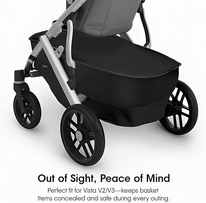 Stroller Basket Cover for UPPAbaby Vista V2 & V3 Accessories – Water-Resistant Storage Protector, Conceals Items, Easy Clip-On Access