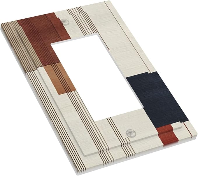 Abstract Geometric Single Light Switch Cover Plate Modern Squares 1 Gang Rocker Outlet Covers Decorative Electrical GFCI Wallplate Faceplates for Bedroom Kitchen Living Room Decor