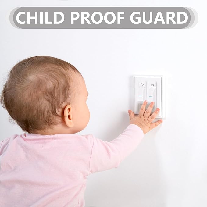 4 Pack Light Switch Cover Guard,Light Switch Lock With Glow In The Dark Effect, Child Proof Wall Switch Cover Keeps Lights or Switches from Being Accidentally Turned ON or OFF （White)