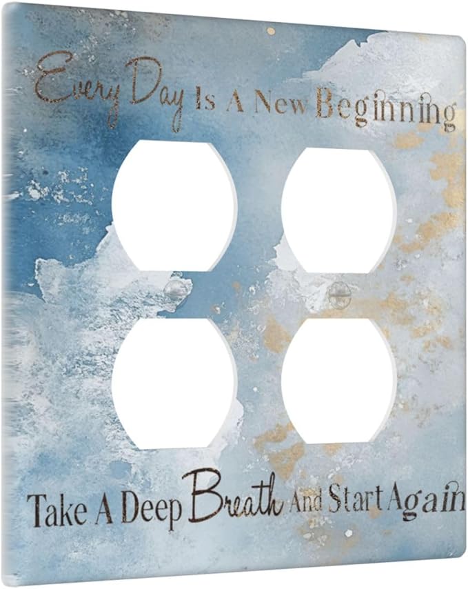 Decorative Outlet Covers Motivational Quotes Blue Abstract Texture 2 Gang Light Switch Cover Plate Double Duplex Wall Plates for Electrical Outlets Switch Plate Covers for Home Decor
