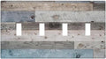 Western Country Kitchen Vintage Old Style 4 Gang Quad Toggle Decorator Outlet Light Switch Cover Barn Door Cabin Teal Blue Wood Plank Wall Plate Electric Faceplate Decorative Switchplate Socket Cover