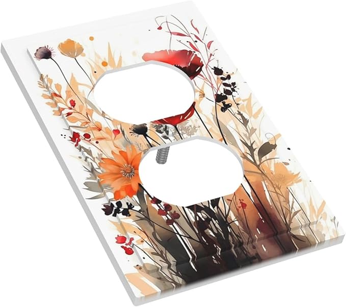 Outlet Covers Country Watercolor Flowers Art Wildflower 1 Gang Duplex Electrical Receptacle Faceplate Light Switch Cover Wall Plate Decorative Switch Plates for Bedroom Cabin Decor