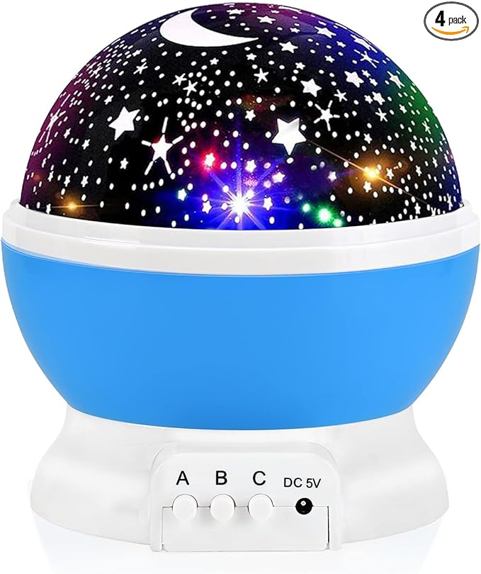RICTLY Night Light for Kids, Kids Night Light Nebula 360 Degree Rotation - 4 LED Bulbs 12 Light Color Star Projector Changing with USB Cable, Romantic Gifts for Men Women Children