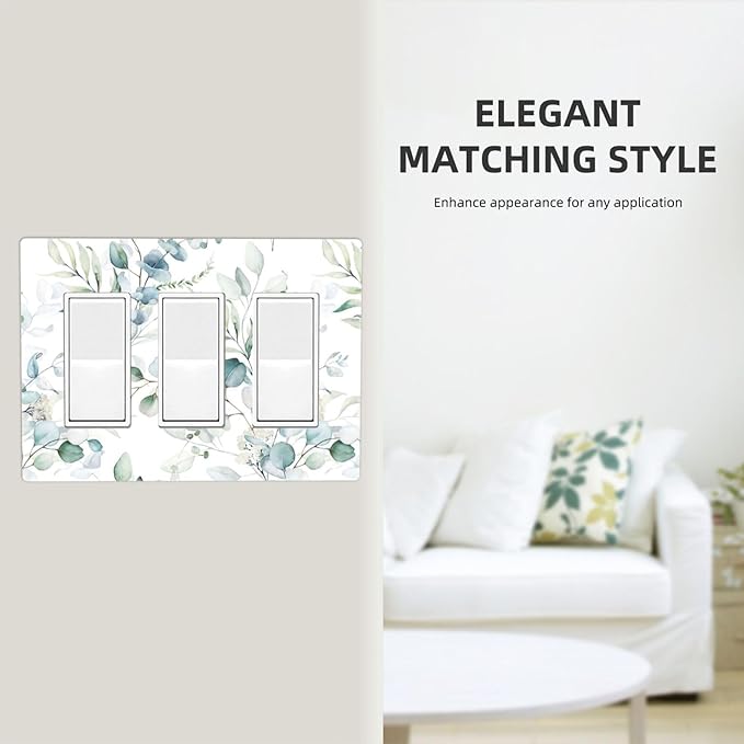 Green Spring Eucalyptus Leaf Tree 3 Gang Triple Rocker/Decorator Light Switch Wall Plate Cover Decorative GFCI Electrical Faceplate Switchplate Dimmer