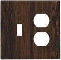 Light Switch Cover Plate Dark Brown Wood Grain Rustic Country Wooden 2 Gang Outlet Covers 1 Toggle 1 Duplex Socket Cover Wallplates Electrical Switch Plate Covers for Farmhouse Home Decor