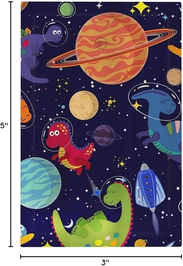 Galaxy Starry Astronaut Dinosaur 1 Gang No Device Wall Plate Decorative Blank Light Switch Cover Switchplate Electrical Faceplate for Bathroom Home Bedroom Art Decor