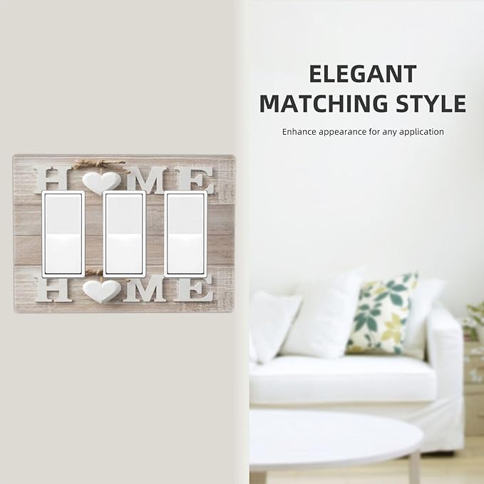 Farm Country Sweet Home Wood Print Triple Decorator/GFCI Outlet Light Switch Cover 3 Gang Rocker Wallplate Family Sign Wooden Letter Decor Decorative Electrical Faceplate Switchplate Dimmer Screwless