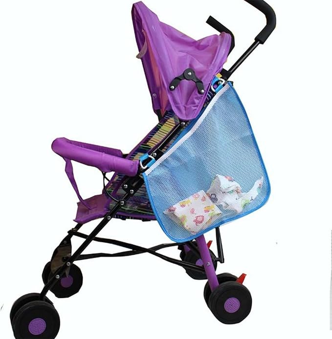 2 Pack Universal Side Sling Stroller Mesh Cargo Net and Organizer, Extra Stroller Storage Space, Non-Slip and Adjustable Straps (Blue) Type-C Convertor