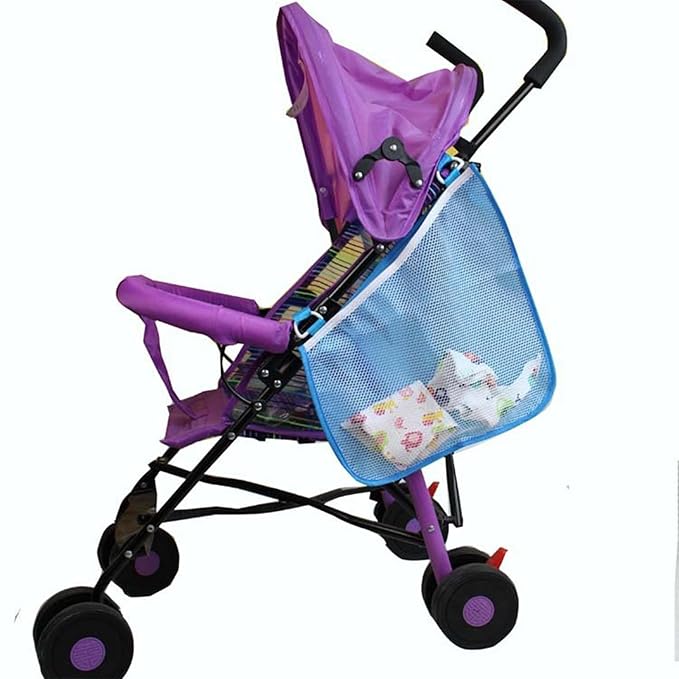 2 Pack Universal Side Sling Stroller Mesh Cargo Net and Organizer, Extra Stroller Storage Space, Non-Slip and Adjustable Straps (Blue)