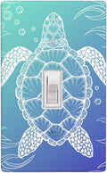 Sea Turtle Ocean 1-Gang Toggle Light Switch Plate, Blue Coastal Wall Plate for Bathroom, Beach House & Coastal Home