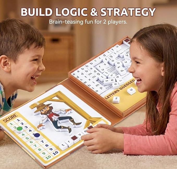 Magnetic Hangman Board Game for Kids Ages 4-10 - Reusable Travel Toys with - Airplane Educational Road Trip Essentials Screen-Free Learning,Easter Gift