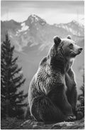 Light Switch Cover Black White Bear Mountain Pine Trees Wilderness Decorative Switch Plates 1 Gang Blank No Device Outlet Covers Electrical Wall Plates for Bathroom Bedroom Decor