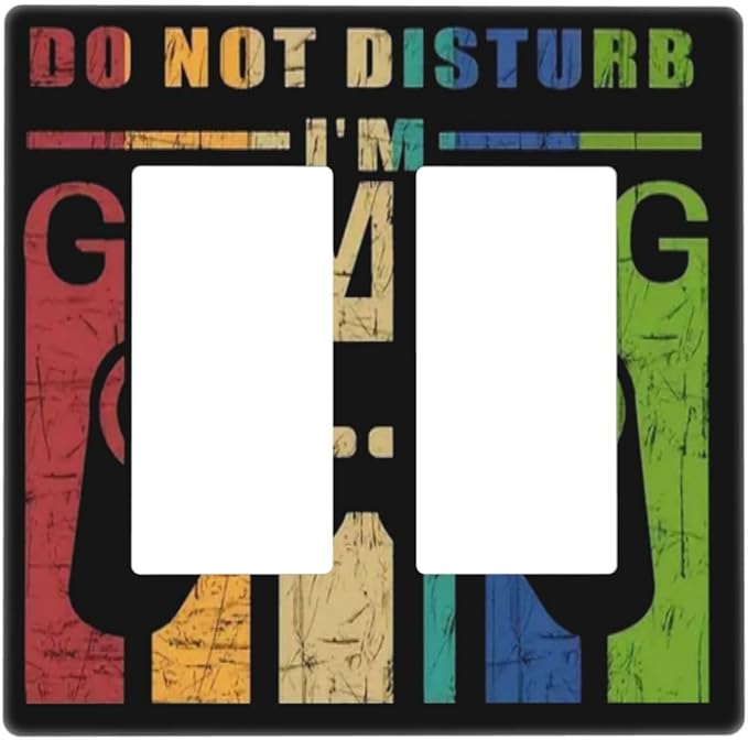 Game Videos Gaming Playing 2 Gang Double Rocker/Decora Light Switch Cover Decorative Outlet Wall Plate Electrical Faceplate Home Family Art Decor Screwless
