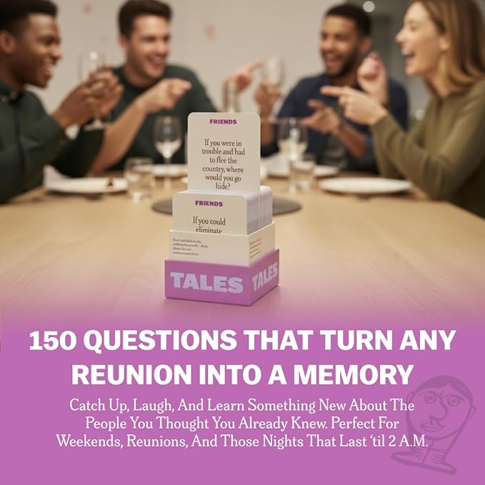 TALES 150 Conversation Cards, Friends Edition, Fun Friend Games for Adults, Teens, Kids, Perfect for Parties, Game Nights, Gifts & Gatherings, Conversations with Friends, Meaningful Connections