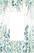 Boho Green Eucalyptus Leaf Floral Sage Flower Decorative Outlet Covers 1 Gang Single Rocker Light Switch Cover Plate Wall Plates GFCI Faceplate for Bedroom Living Room Decor