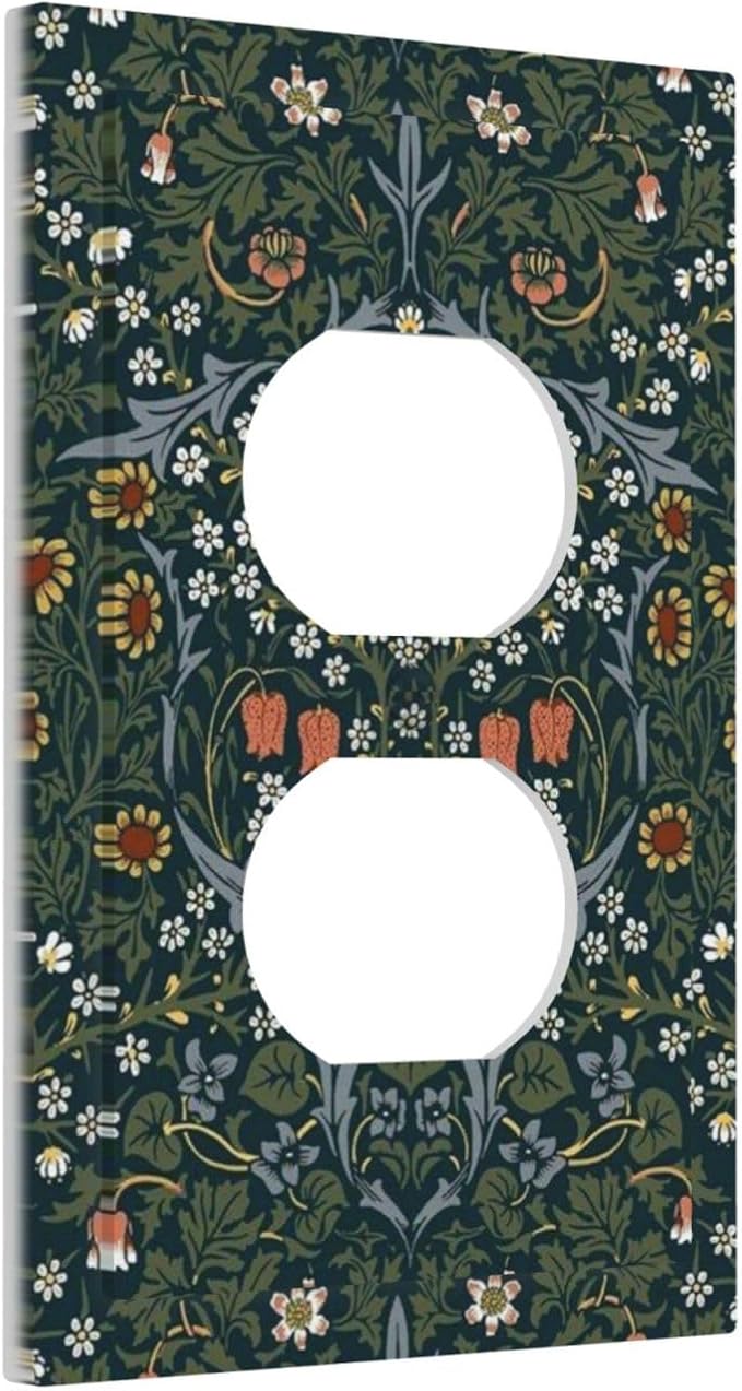 Outlet Covers Colorful Floral Boho Flower Plant Leaf 1 Gang Duplex Light Switch Cover Decorative Switch Plates Electrical Receptacle Faceplate Wall Plate For Bed Room Living Room Decor