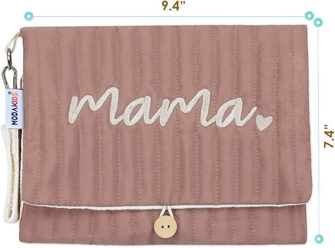 MODAKIDS Baby Bag Organizer, Waterproof Mini Diaper Bag, Foldable Mom Travel Set, Diaper Organizer, with Gift for Baby Shower (Coffee)