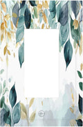 Boho Goldgreen Leaf Botanical Eucalyptus Leaves Decorative Outlet Covers 1 Gang Single Rocker Light Switch Cover Plate Wall Plates GFCI Faceplate for Bedroom Living Room Decor