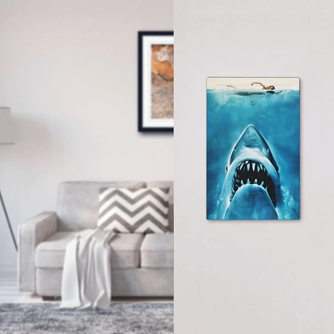 Swimming Woman Funny Shark Blue Ocean Light Switch Cover Plate 1 Gang No Device Blank Electrical Wall Plates Faceplate Decorative Switch Plate Covers for Kids Room Bedroom Decor