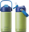 Mommore Kids Water Bottle 12 oz, Insulated Stainless Steel Water Bottle with Straw, Leakproof & BPA-Free, Vacuum Insulated Travel Water Bottle for School, Outdoor Green-1 Pc