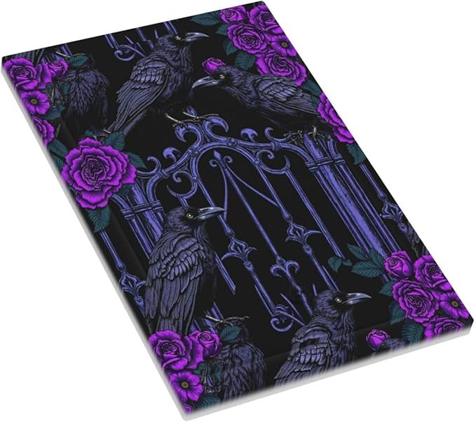 Light Switch Cover Plate Gothic Style Crow Purple Flowers 1 Gang No Device Blank Electrical Wall Plates Faceplate Decorative Switch Plate for Bedroom living Room Decor