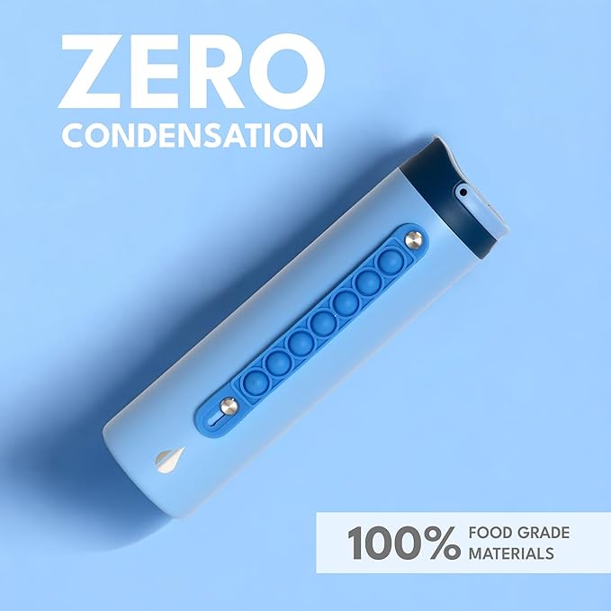 Elemental Iconic Kids Water Bottle for School - 100% Leak-Proof Insulated Water Bottles with Straw Lid & Pop-It Handle for Boys & Girls - Triple-Wall Insulated & BPA-Free, 20oz – Ocean Blue