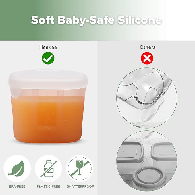 haakaa Mini Meal Silicone Storage Containers,3 oz Silicone Baby Food Containers with Airtight Lids,Reusable Baby Food Jars for Purees, Fruits & Snacks-Microwave & Dishwasher Safe,6 Pack,Blush