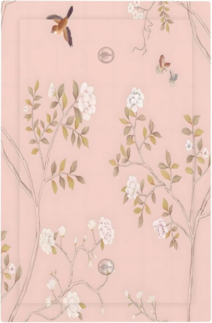 Pink Background Flowers Bird Butterflies Floral Light Switch Cover Plate 1 Gang No Device Blank Electrical Wall Plates Faceplate Decorative Switch Plate Covers for Bedroom Living Room Decor