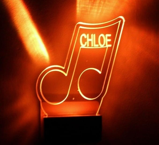 Night Light Multi Color Personalized LED Plug-in, Ultra-Slim Touch Night Light Smart Dusk to Dawn Sensor, Kids Children's Bedroom Kitchen Bathroom Hallway Play Room Variations (Music Notes)