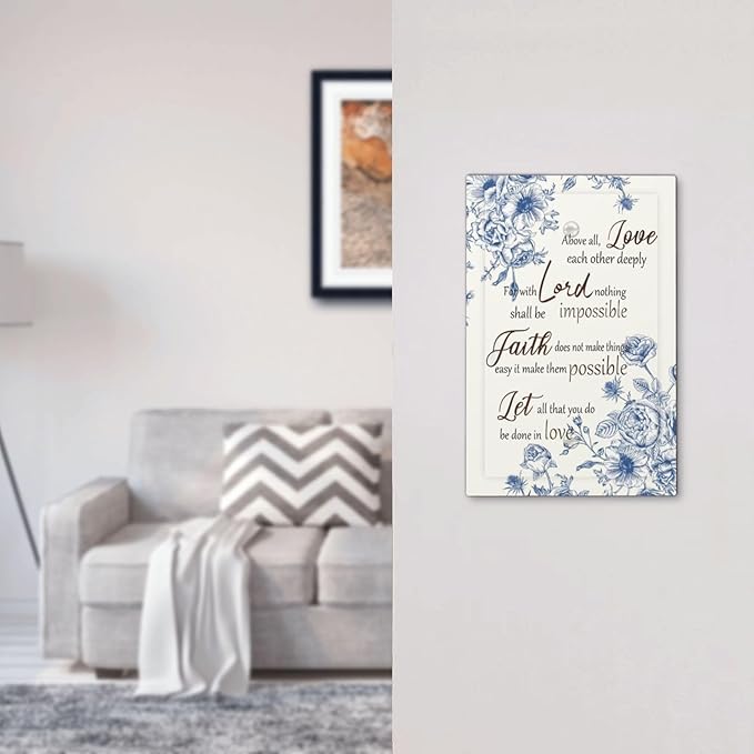 Decorative Light Switch Cover Plate Inspirational Quotes Blue Flower Floral 1 Gang No Device Single Blank Outlet Covers Wall Plates for Electrical Outlets Faceplate for Bedroom Home Decor