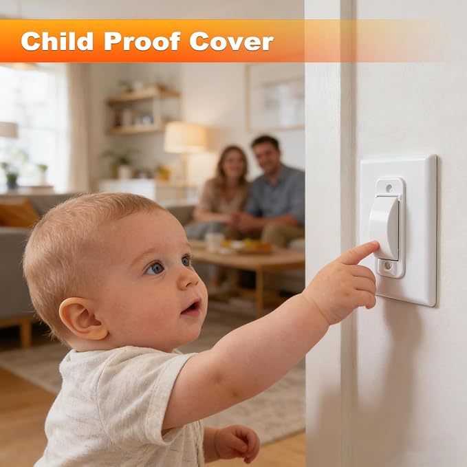Light Switch Guard, 2 Pack Light Switch Lock, Light Switch Cover Guard, Child Proof Light switch cover, Prevent Children and Adults from Accidentally Turning Your Lights on or off (White)