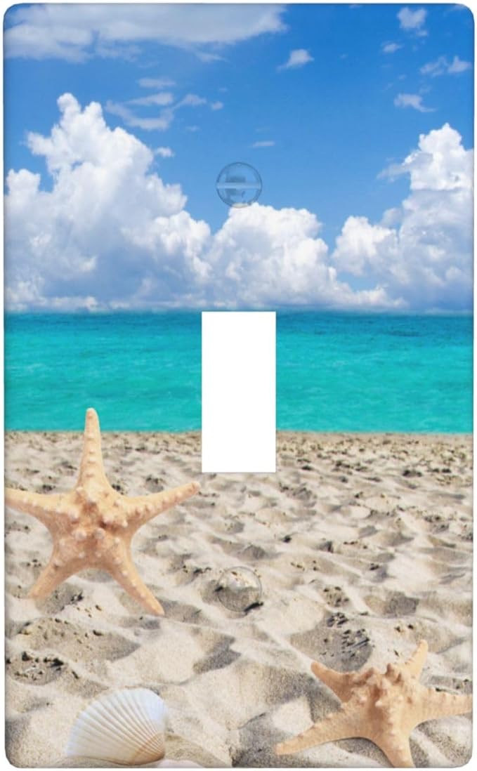 Beach Blue Ocean Light Switch Cover Plates Decorative Single Toggle Wall Plate, 1 Gang Lightswitch Cover