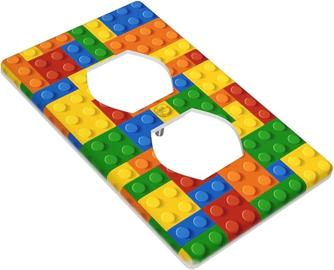 Colorful Bricks Outlet Covers Decorative Electrical Outlets Duplex Outlet 1-Gang Wall Plate Receptacle Wall Outlet Cover